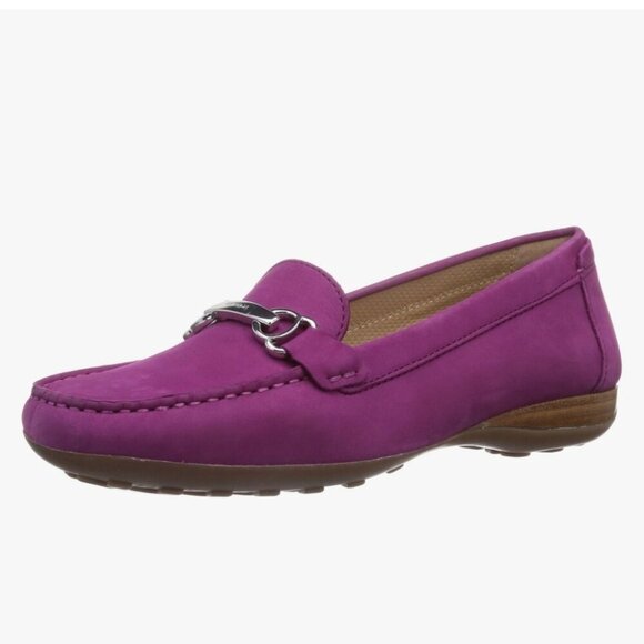 GEOX | Respira Fuchsia Pink Suede Loafers Sz 37 - Picture 1 of 7